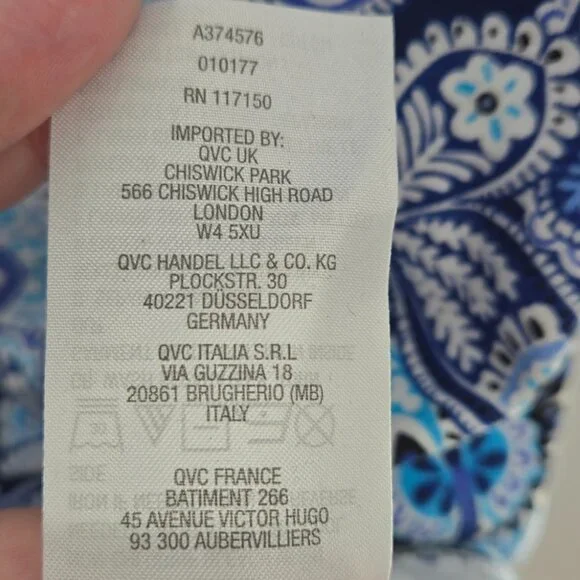 Quacker Factory By Jeanne Bice Blue Butterfly Embellished Rhinestones Top 3x - Picture 11 of 12